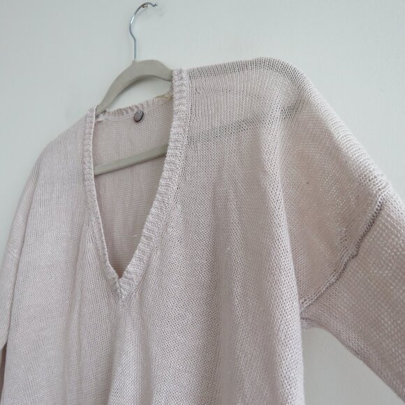 MARGARET O'LEARY 100% Linen Loose Fit Knit Sweater Neutral Tan Beachy - Size S - Picture 10 of 16